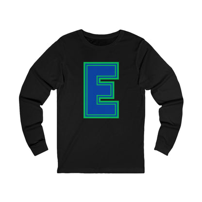 Eagan WildcatsnGreen and Blue Letter E Long Sleeve Tee
