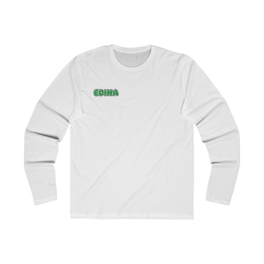 Long Sleeve Tee — 'EDINA' Green Stencil Chest Logo