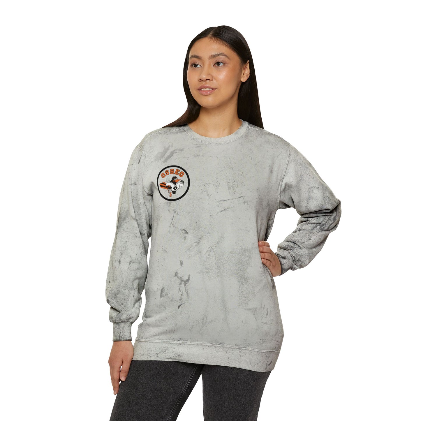 Osseo Orioles Color Blast Crewneck Sweatshirt for a Vibrant Vibe, Unisex Tie-Dye Fashion