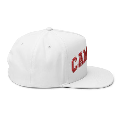 Minneapolis Camden Patriots Embroidered Red Text Flat Bill Cap — School Spirit Snapback