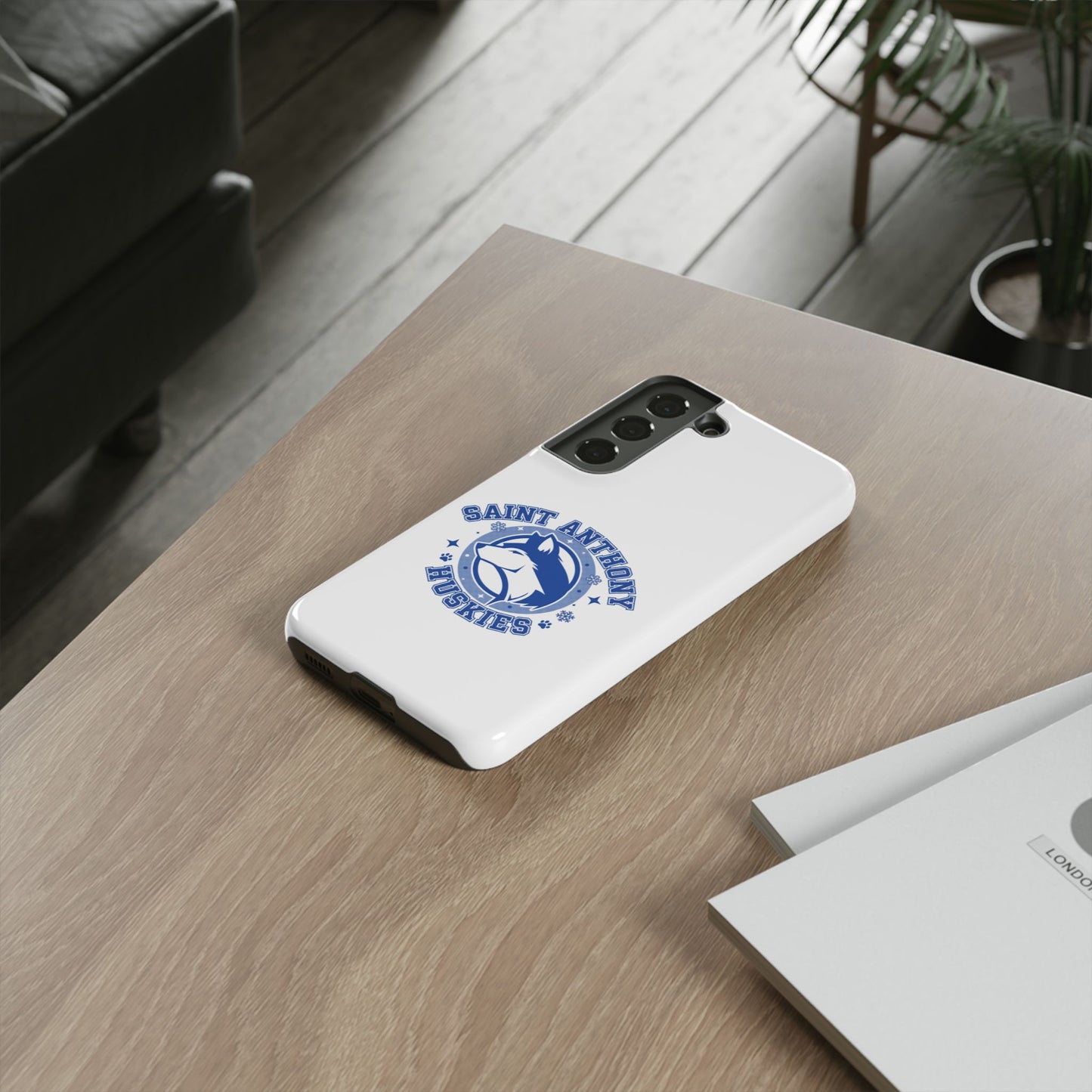 Saint Anthony Huskies Tough Phone Case — Protective White Phone Cover with Husky Logo
