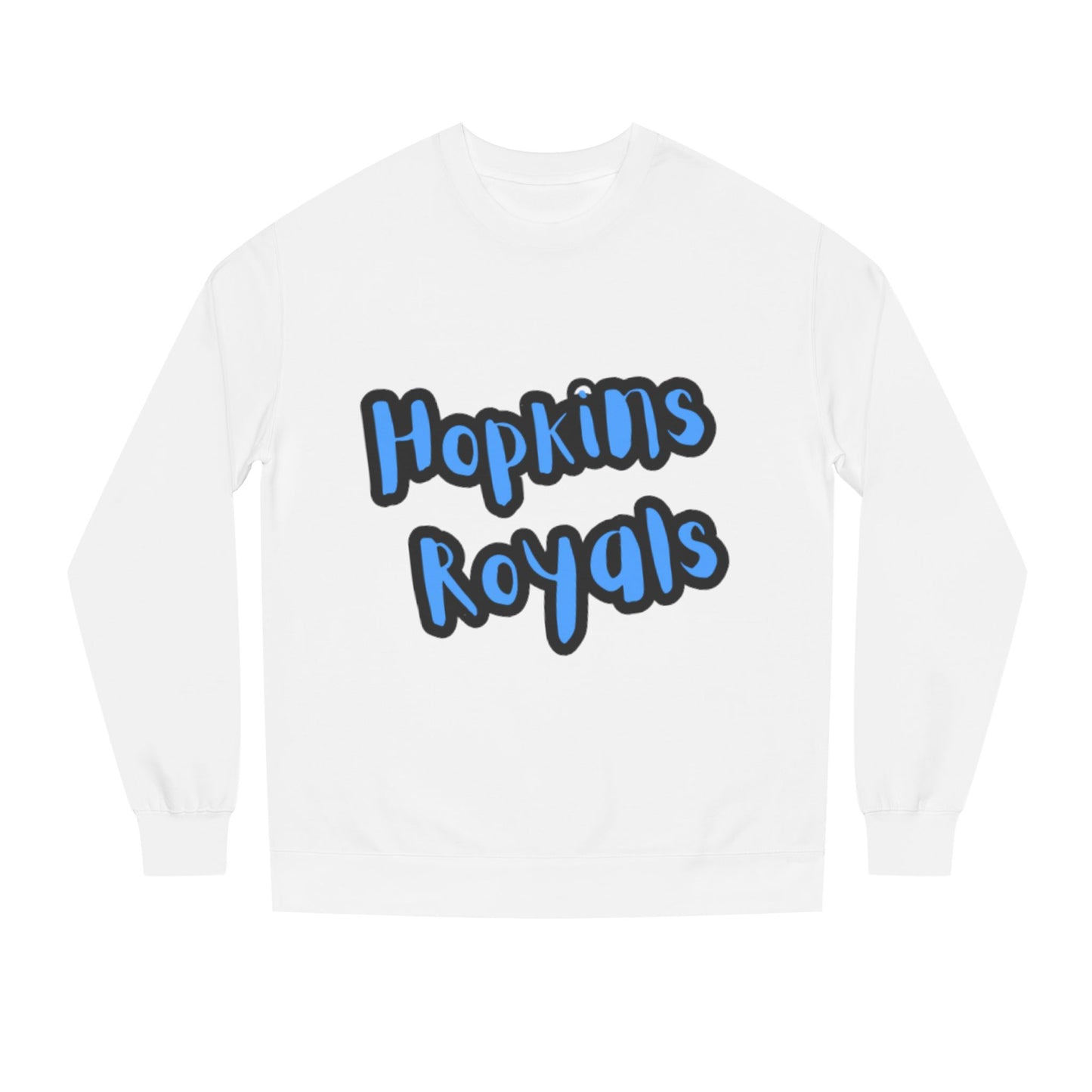 Hopkins Royals Crewneck Sweatshirt — Blue Bubble Letter School Spirit