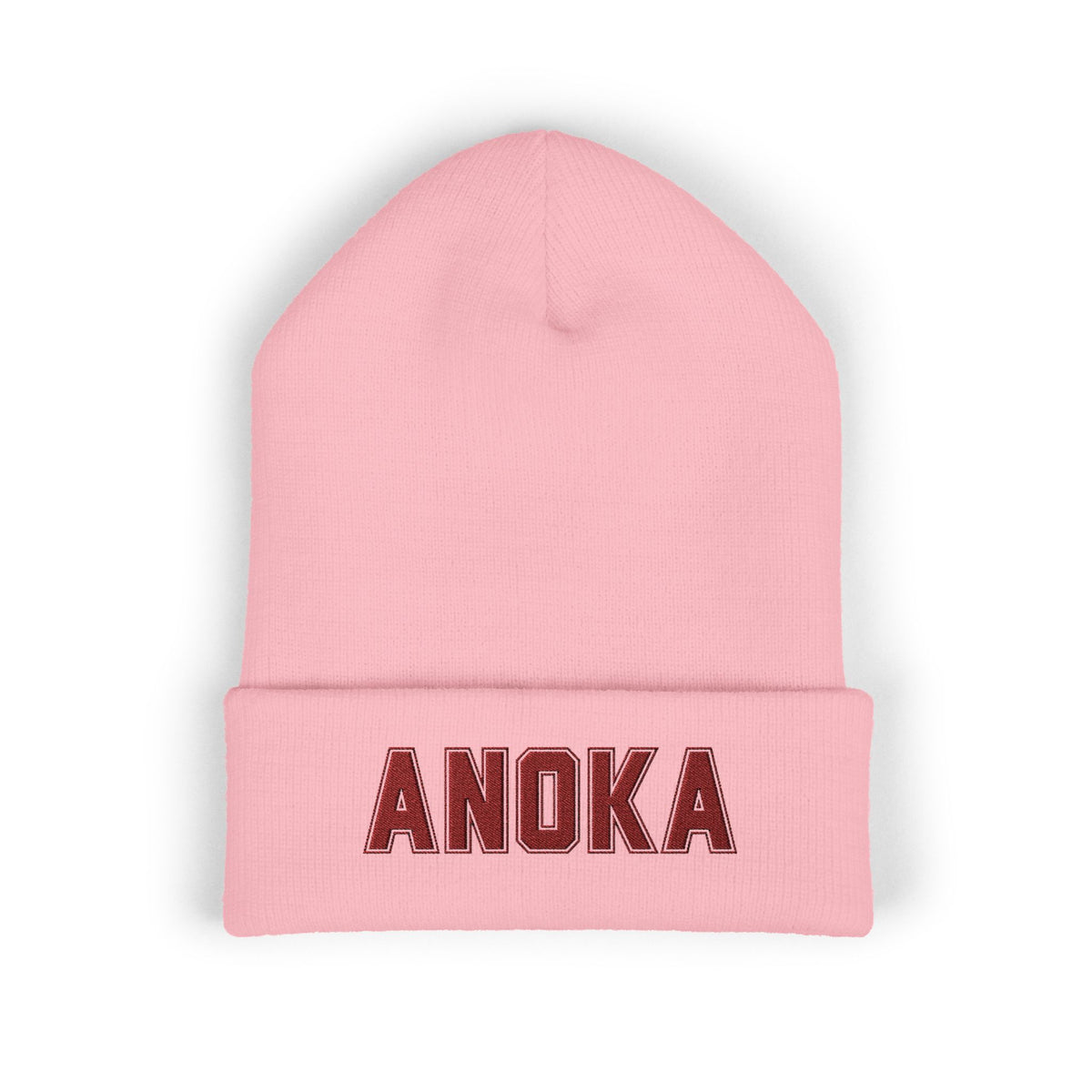 Anoka Embroidered Cuffed Beanie — Classic Knit Winter Hat