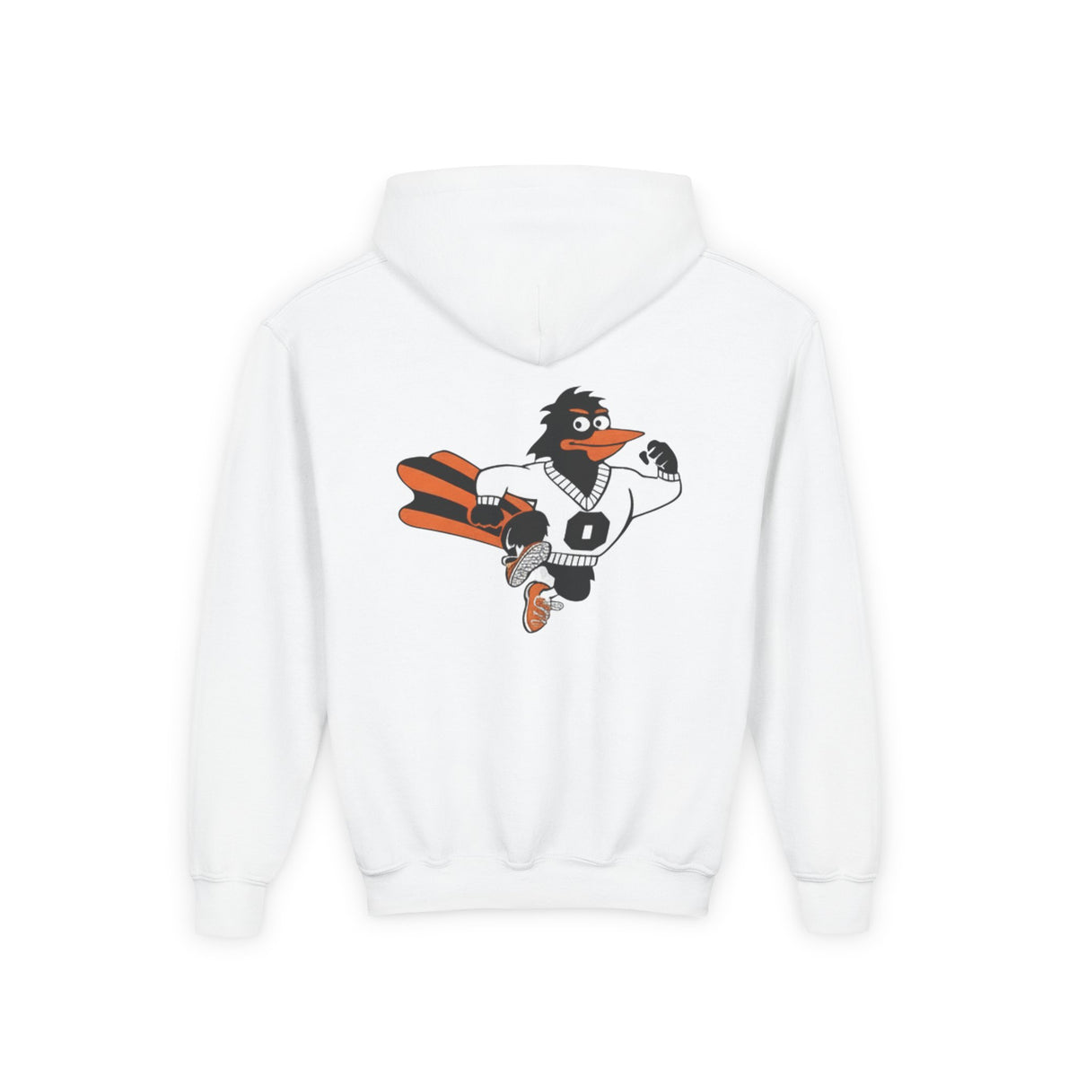 Youth Hooded Sweatshirt - 'Osseo Orioles' Design - Oriole on Back