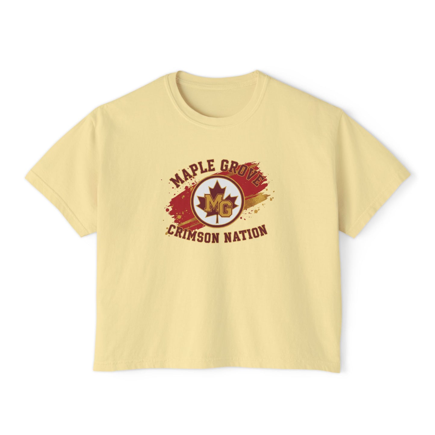 Maple Grove Crimson Stylish Women's Boxy Tee  - Casual & Comfy
