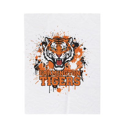 Farmington Tigers Cozy Velveteen Plush Blanket