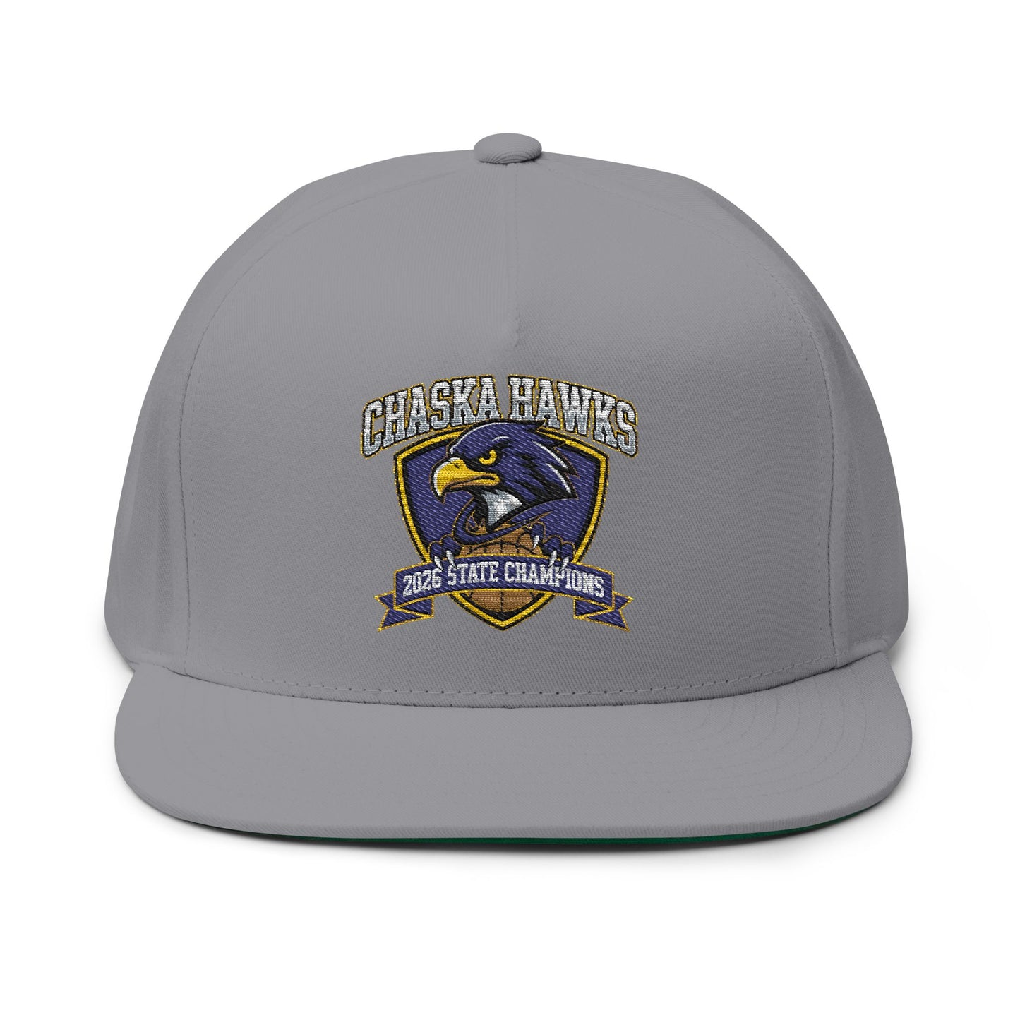 Chaska Hawks basketball cap featuring a gray flat bill and championship embroidery for 2026 State Champions.