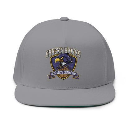 Chaska Hawks basketball cap featuring a gray flat bill and championship embroidery for 2026 State Champions.