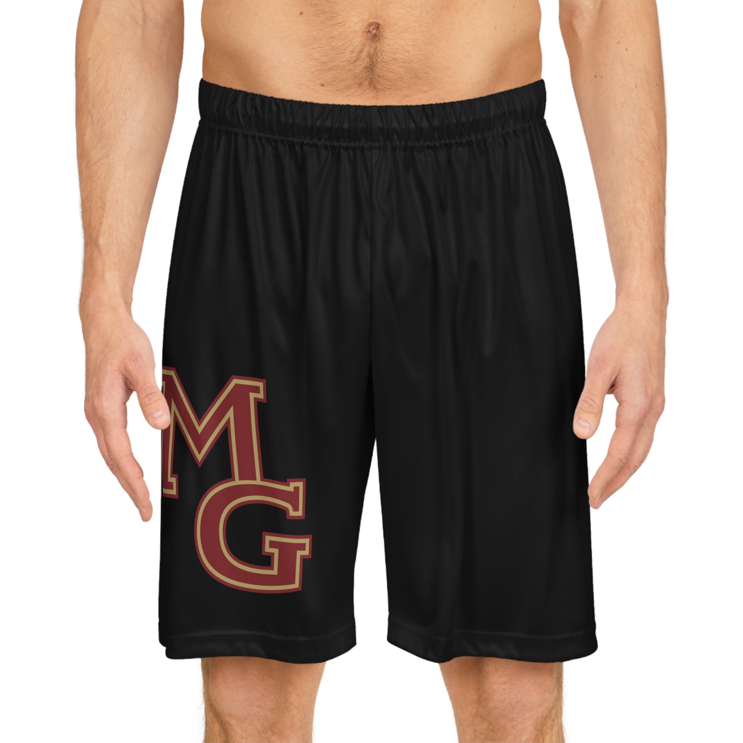 Maple Grove Crimson Stylish Black Basketball Shorts - Perfect for Sports Lovers