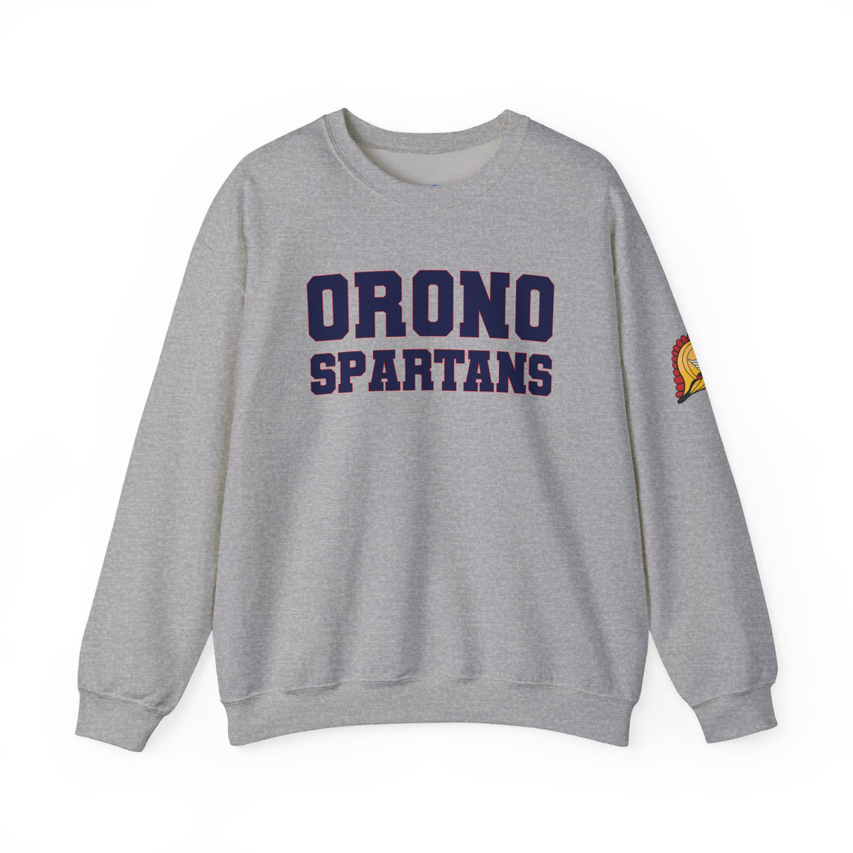 Orono Spartans Grey Crewneck Sweatshirt with Side Logo