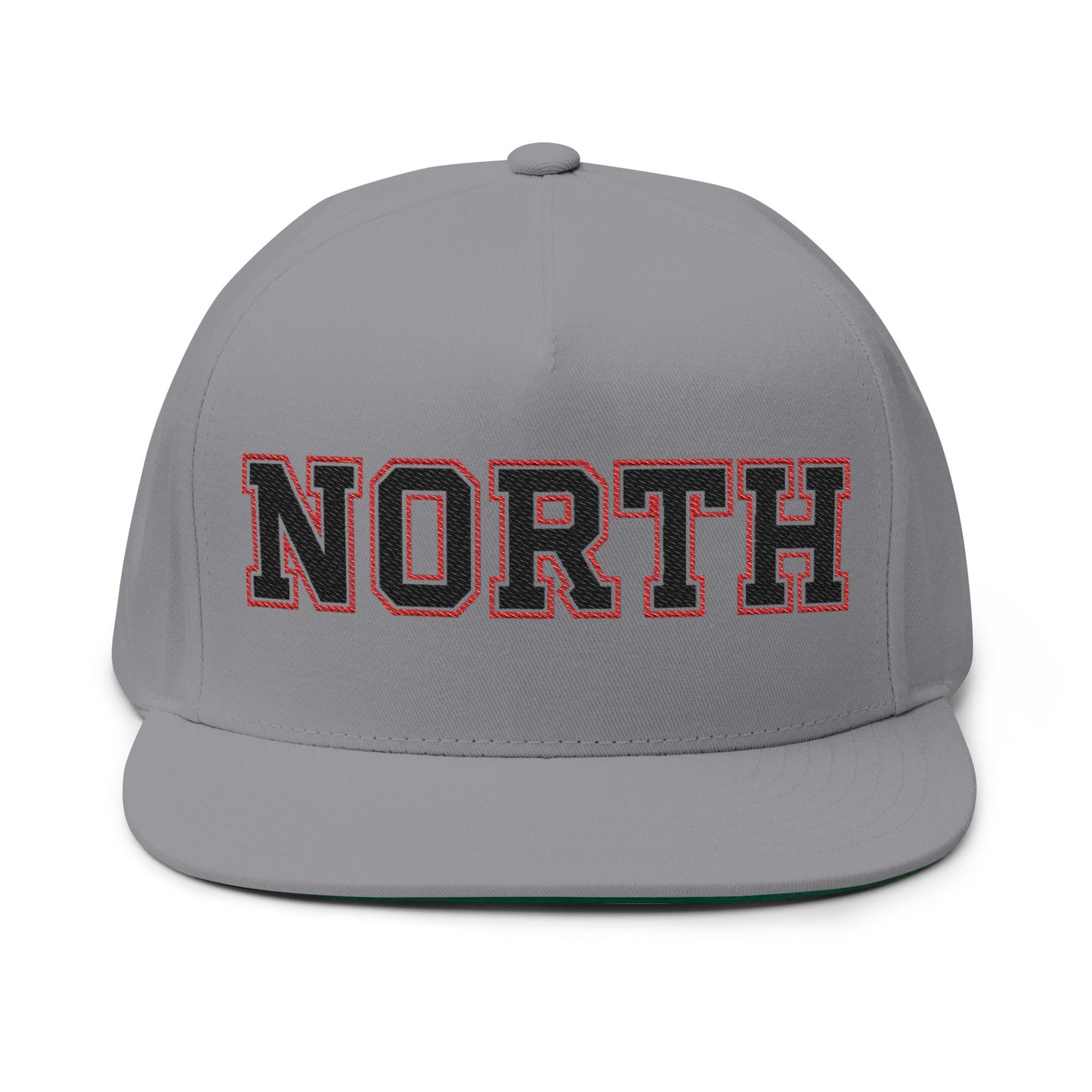 Lakeville North Panthers cap featuring bold 'NORTH' embroidery on a grey flat bill design.