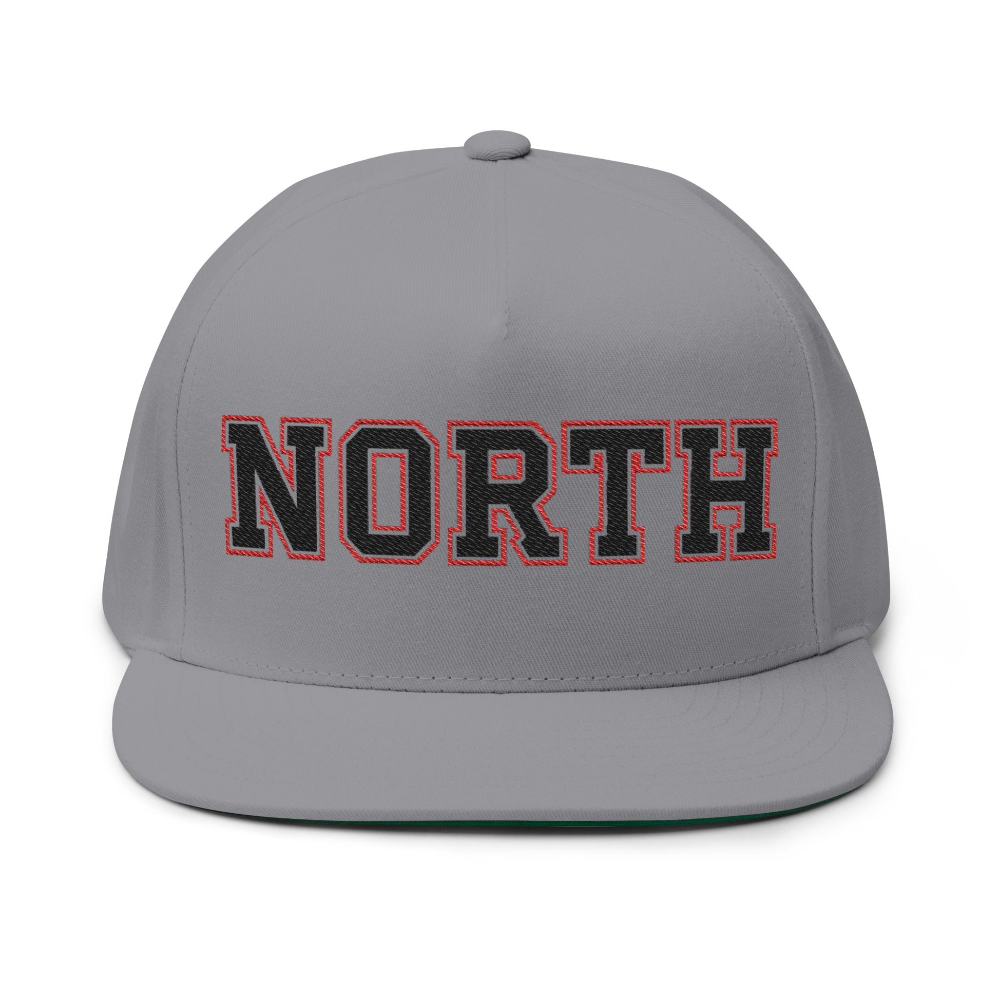 Lakeville North Panthers cap featuring bold 'NORTH' embroidery on a grey flat bill design.