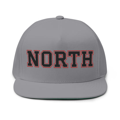 Lakeville North Panthers cap featuring bold 'NORTH' embroidery on a grey flat bill design.