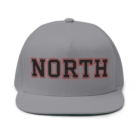 Lakeville North Panthers cap featuring bold 'NORTH' embroidery on a grey flat bill design.