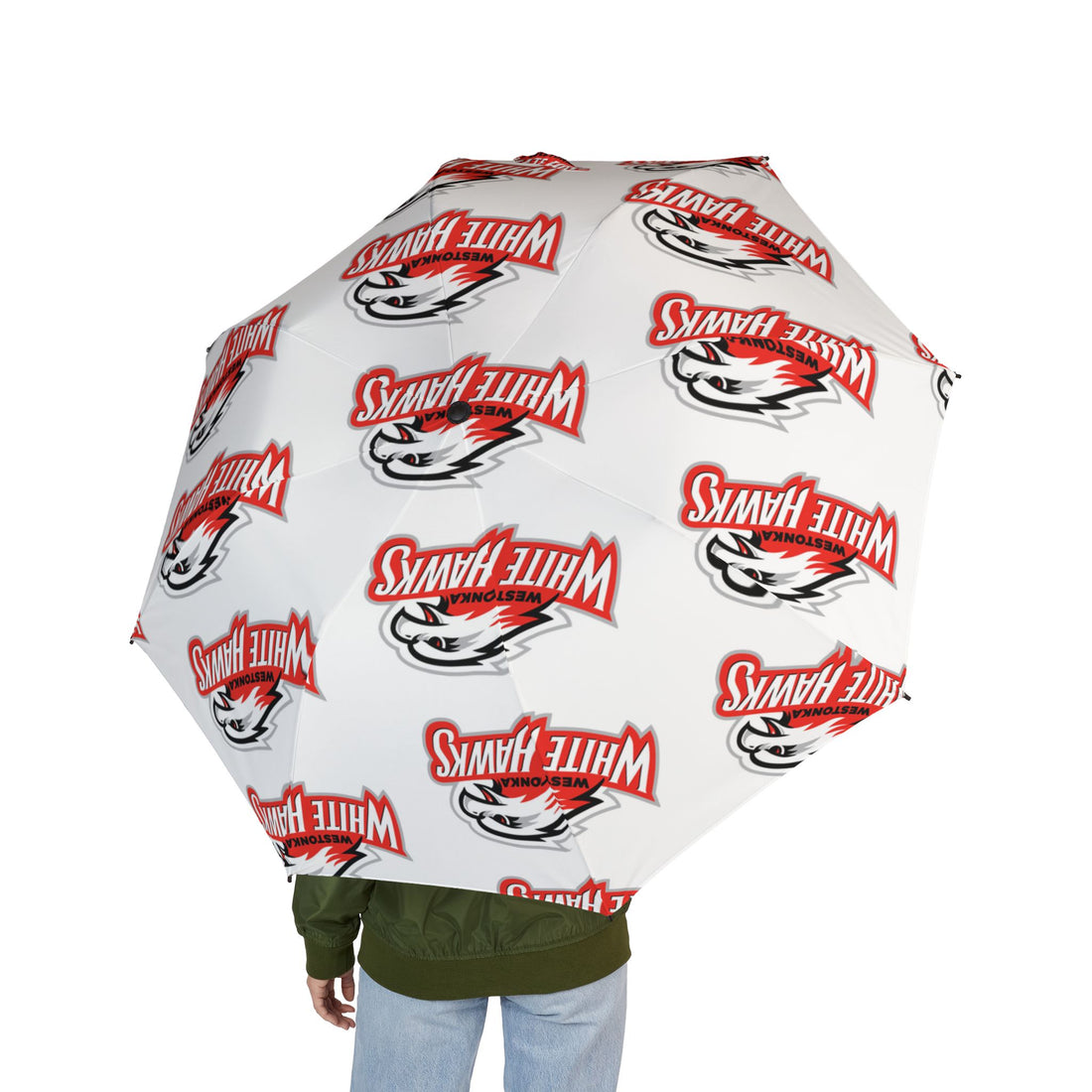 Mound Westonka White Hawks Stylish Foldable Umbrella - Compact Rain Protection