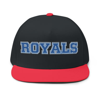 Woodbury Royals Embroidered Blue Text Flat Bill Cap — School Spirit Snapback