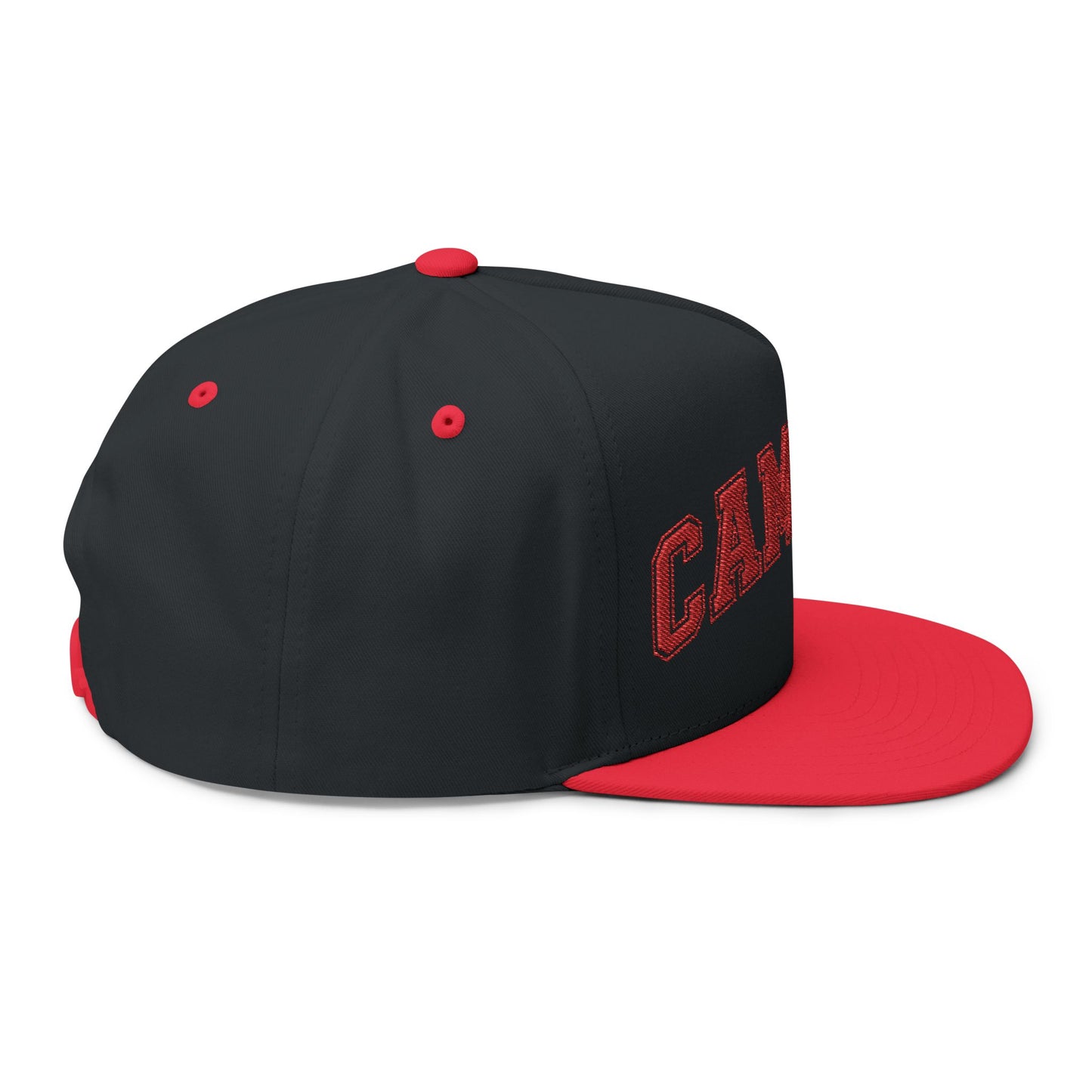 Minneapolis Camden Patriots Embroidered Red Text Flat Bill Cap — School Spirit Snapback