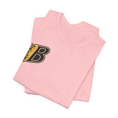 Burnsville Blaze Flaming 'B' Graphic Tee — Retro Letterman Style T-Shirt