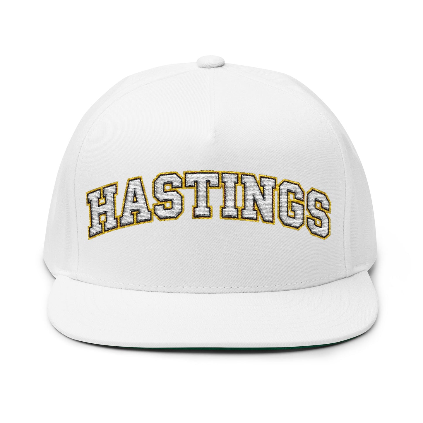 Hastings Raiders Embroidered White Text Flat Bill Cap — School Spirit Snapback