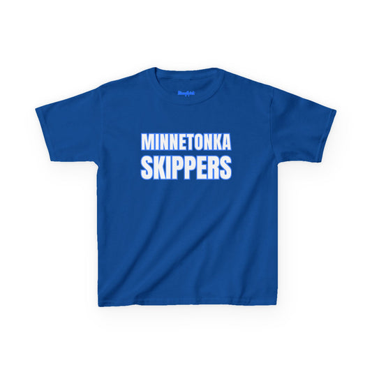 Minnetonka Skippers Blue Kids Tee — Youth Shirt with Mascot Back Print