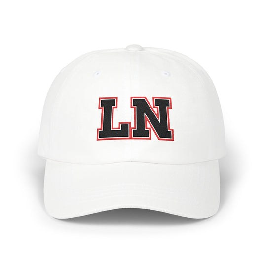Lakeville North Panthers LN Baseball Cap in white with red and black lettering.