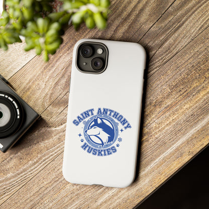 Saint Anthony Huskies Tough Phone Case — Protective White Phone Cover with Husky Logo