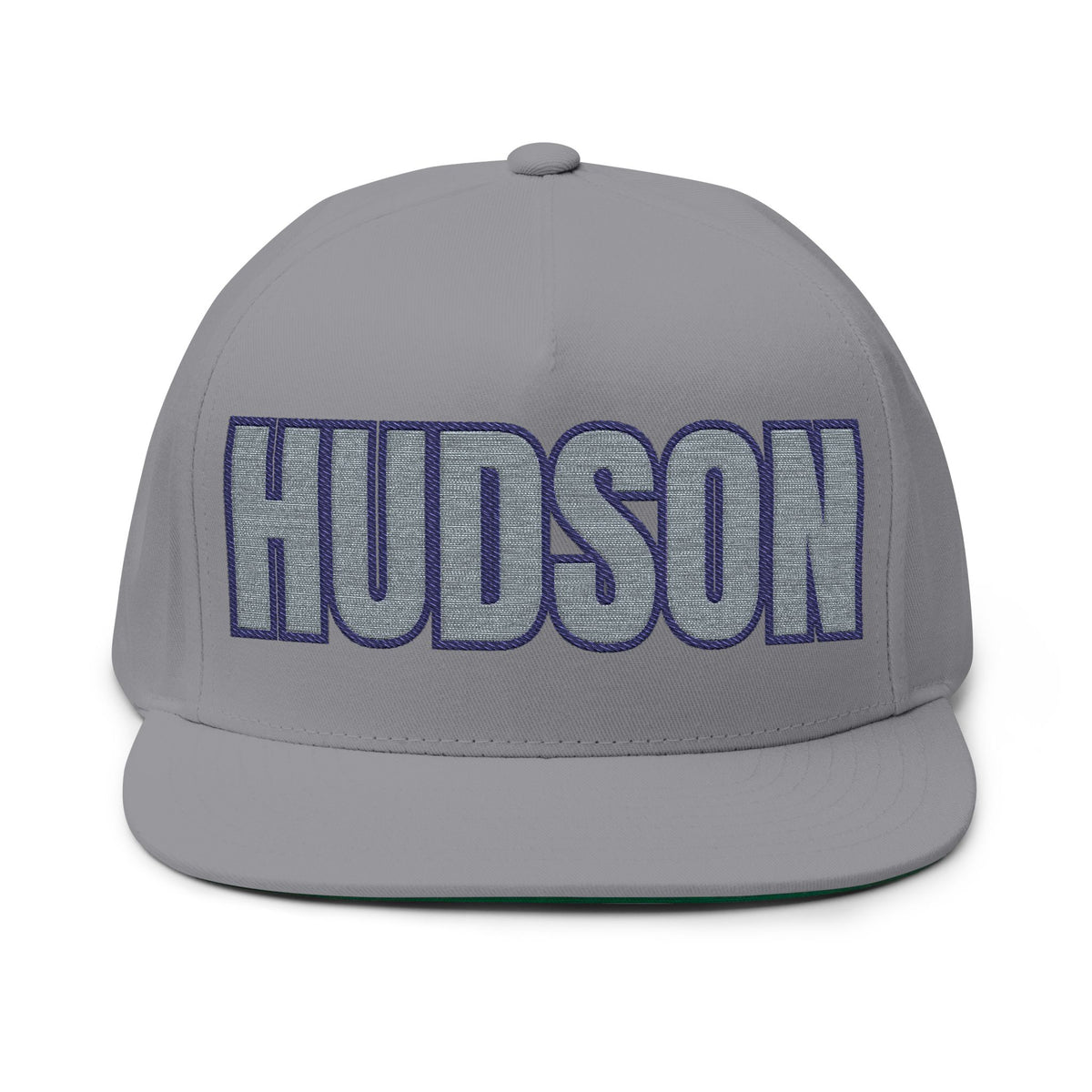 Hudson Raiders Embroidered Black Text Flat Bill Cap — School Spirit Snapback