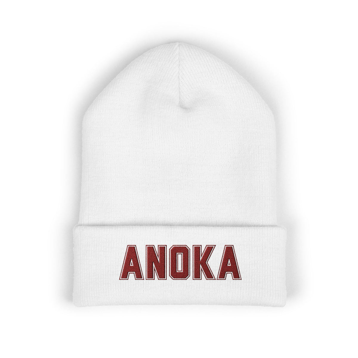 Anoka Embroidered Cuffed Beanie — Classic Knit Winter Hat