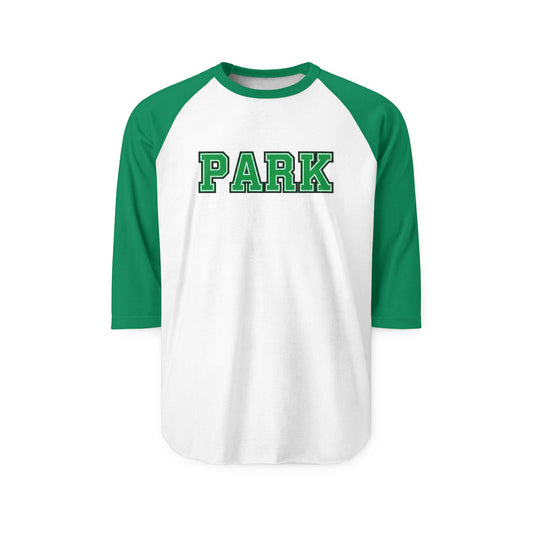 Park Cottage Grove Wolfpack Raglan Baseball Shirt – Green Lettering 3/4 Sleeve