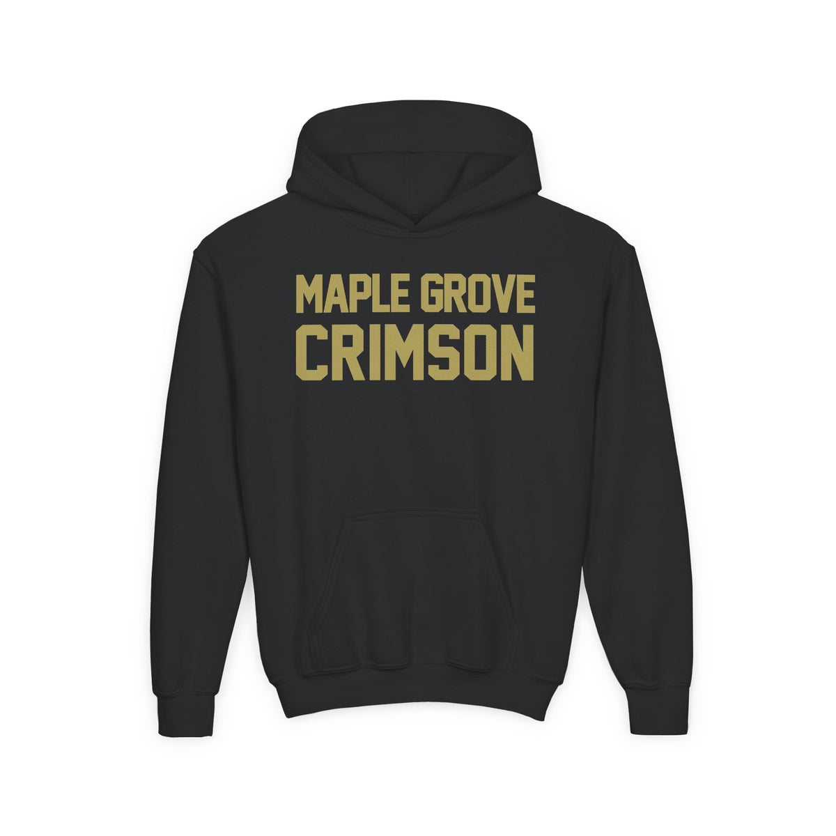 Maple Grove Crimson Youth Hoodie — School Spirit Sweatshirt with Leaf Logo