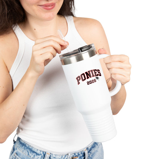 Stillwater Ponies 2026 40oz Insulated Travel Mug – Large Stainless Steel Tumbler with Straw & Handle