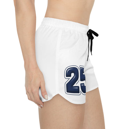 Patriotic 250 USA Anniversary Women's Casual Shorts showcasing white fabric and bold number 25 on the side.