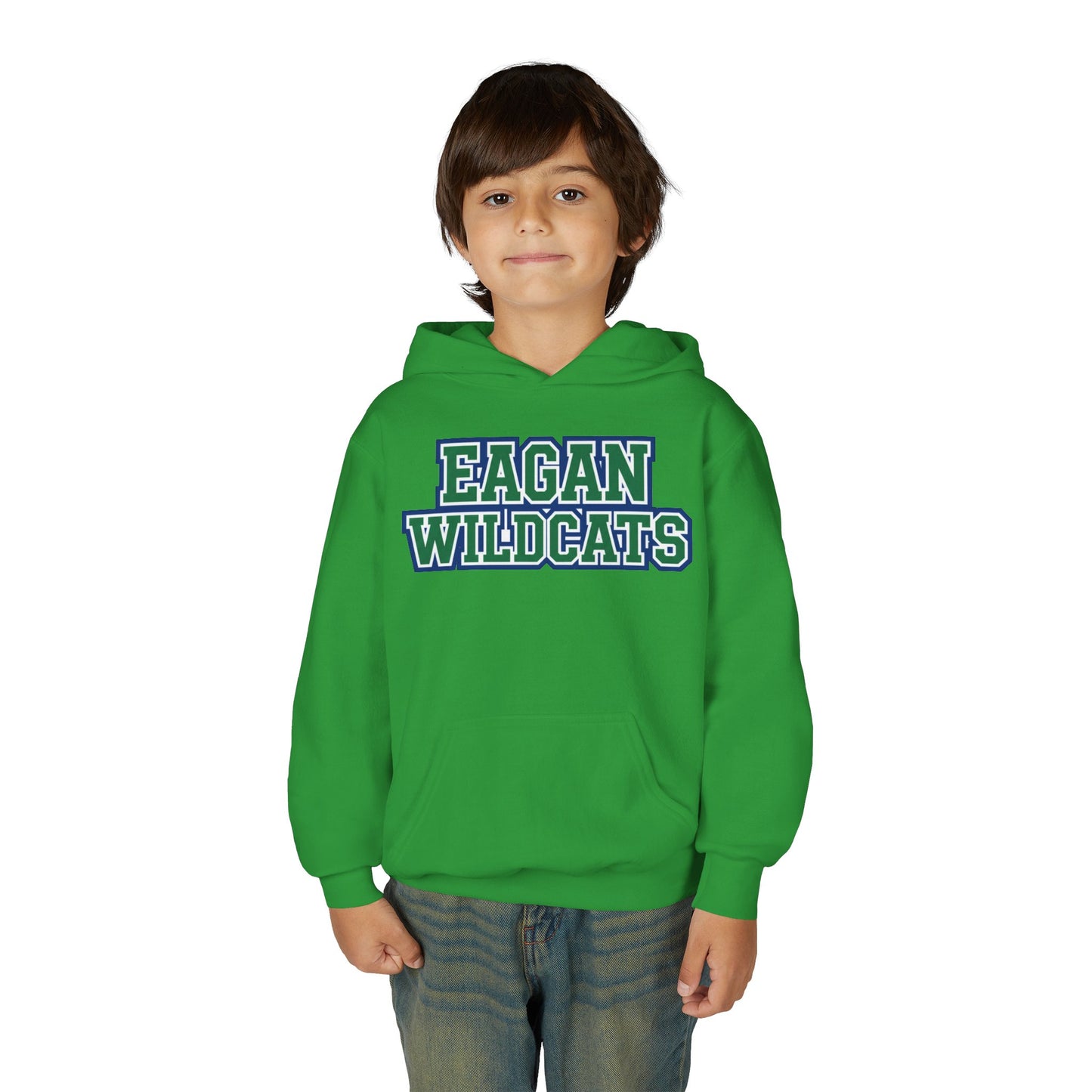 Eagan Wildcats Youth Heavy Bold Text Blend Hoodie - Cozy & Stylish Sweatshirt for Kids