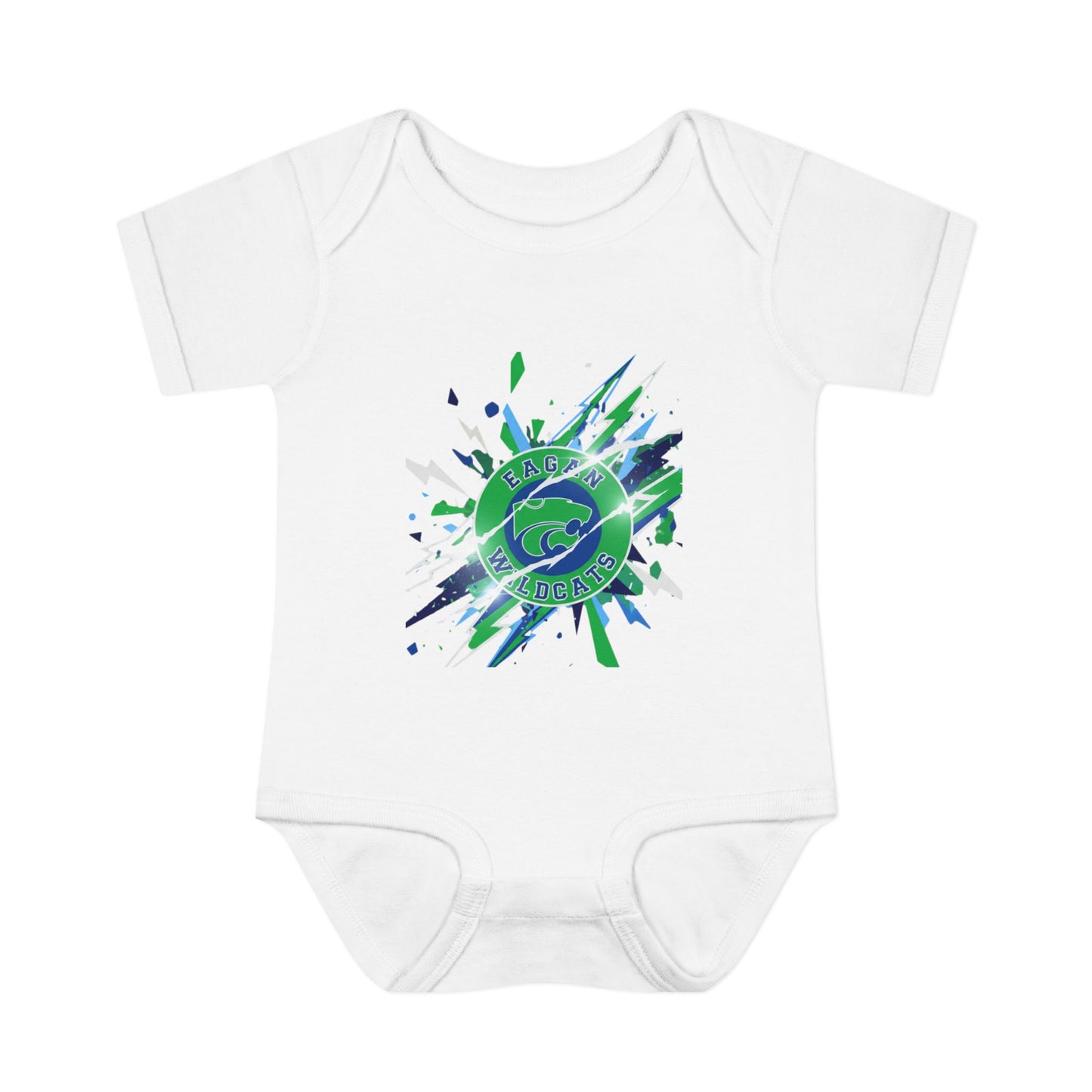 Eagan Wildcats Splash Infant Bodysuit - Cute Baby Onesie with Green & Blue Graphic