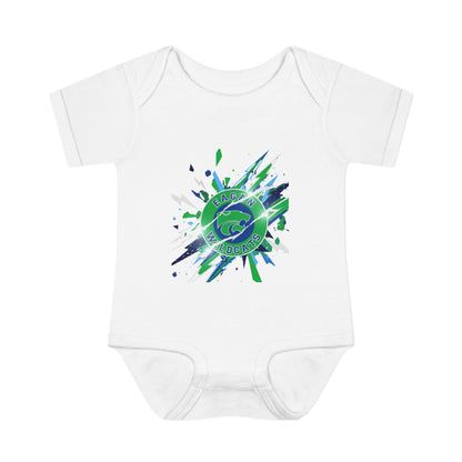 Eagan Wildcats Splash Infant Bodysuit - Cute Baby Onesie with Green & Blue Graphic