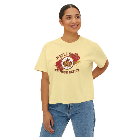 Maple Grove Crimson Stylish Women's Boxy Tee  - Casual & Comfy