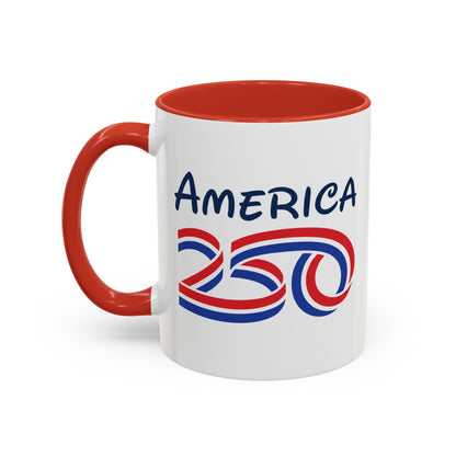 America 250 Accent Coffee Mug — Commemorative USA Celebration Design (15oz)