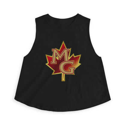 Maple Grove Crimson Crop Top — Retro Script Athletic Women's Tank