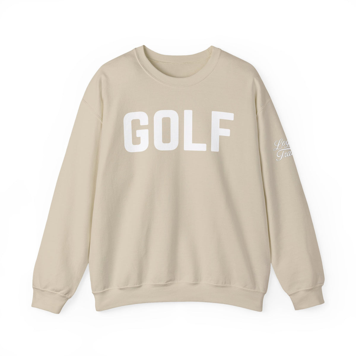 Embroidered Golf Crewneck Sweatshirt — Minimalist Bold Logo Pullover for Golfers