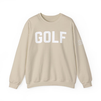 Embroidered Golf Crewneck Sweatshirt — Minimalist Bold Logo Pullover for Golfers
