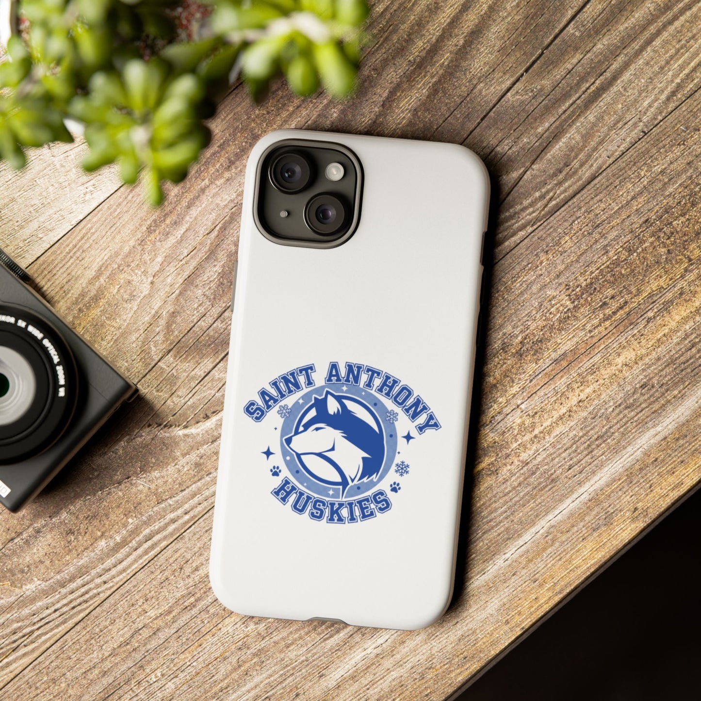 Saint Anthony Huskies Tough Phone Case — Protective White Phone Cover with Husky Logo