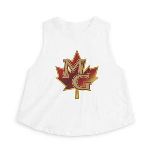 Maple Grove Crimson Crop Top — Retro Script Athletic Women's Tank