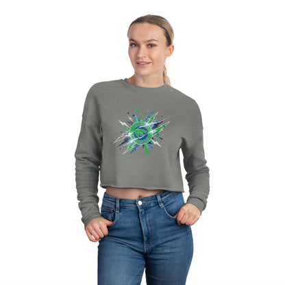 Eagan Wildcats Cropped Sweatshirt — Abstract Green Burst Graphic
