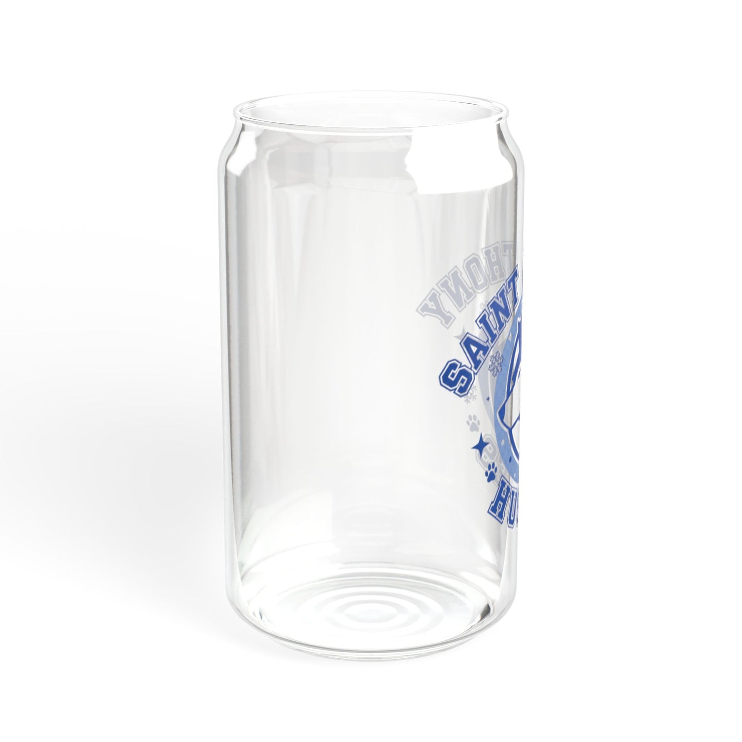 Saint Anthony Huskies Eco-Friendly 16oz Sipper Glass with Bamboo Lid - Perfect for Beverages on the Go!
