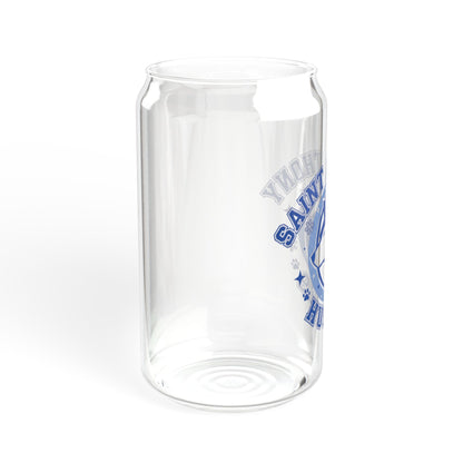 Saint Anthony Huskies Eco-Friendly 16oz Sipper Glass with Bamboo Lid - Perfect for Beverages on the Go!