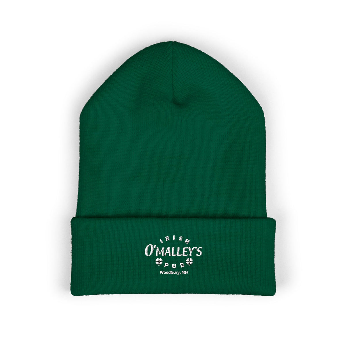 Embroidered 'O'Malley’s Irish Pub' Cuffed Beanie – St. Patrick’s Shamrock Winter Hat