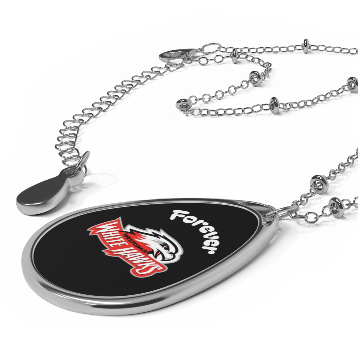 Mound Westonka White Hawks "Forever" Oval Pendant Necklace