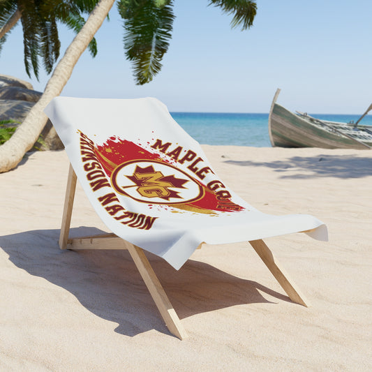 Maple Grove Crimson Beach Towel - Stylish Coastal Design for Summer Fun