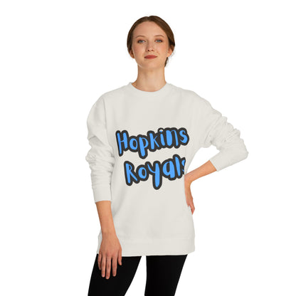 Hopkins Royals Crewneck Sweatshirt — Blue Bubble Letter School Spirit