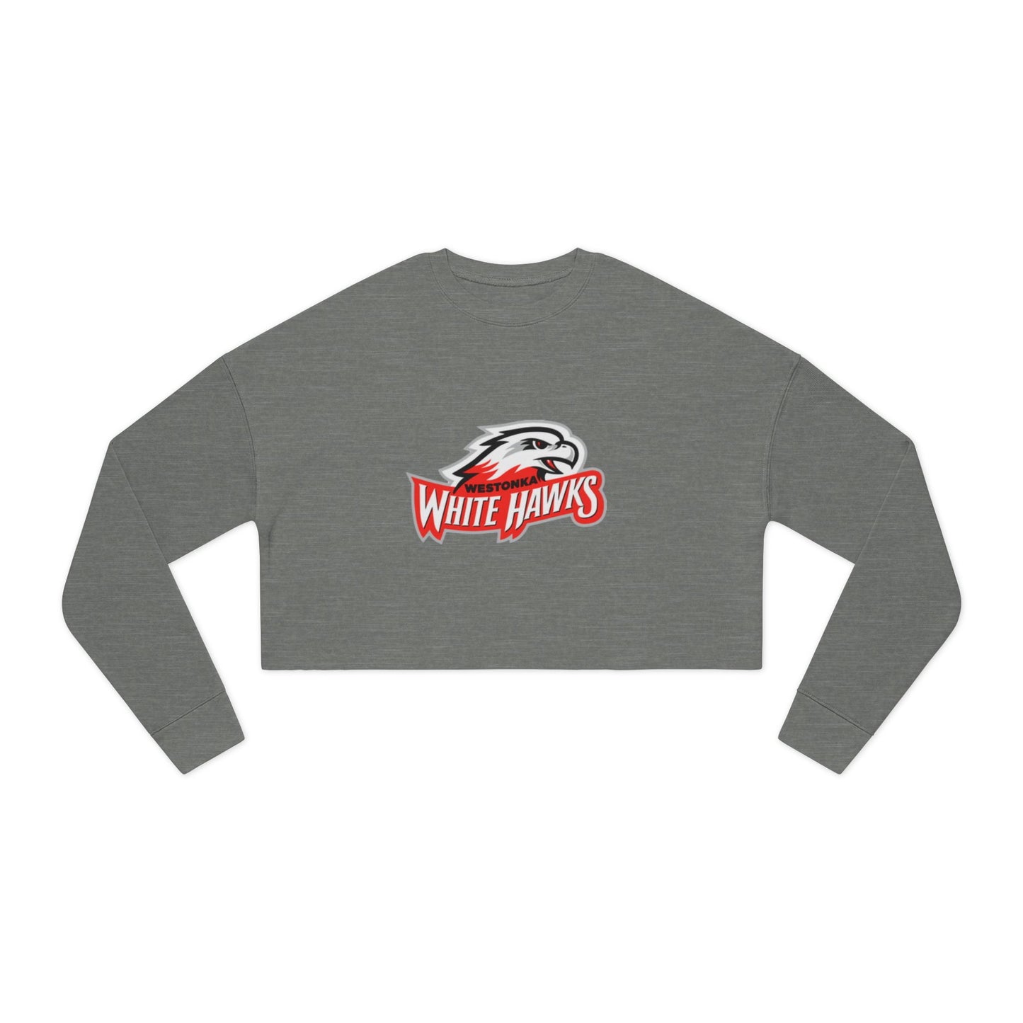 Mound Westonka White Hawks Trendy Women's Cropped Sweatshirt with Unique Graphic Design